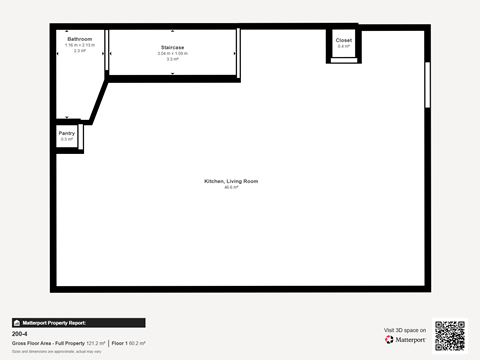 Floor plan for 2 beds, 1.5 baths, 1250 sqft